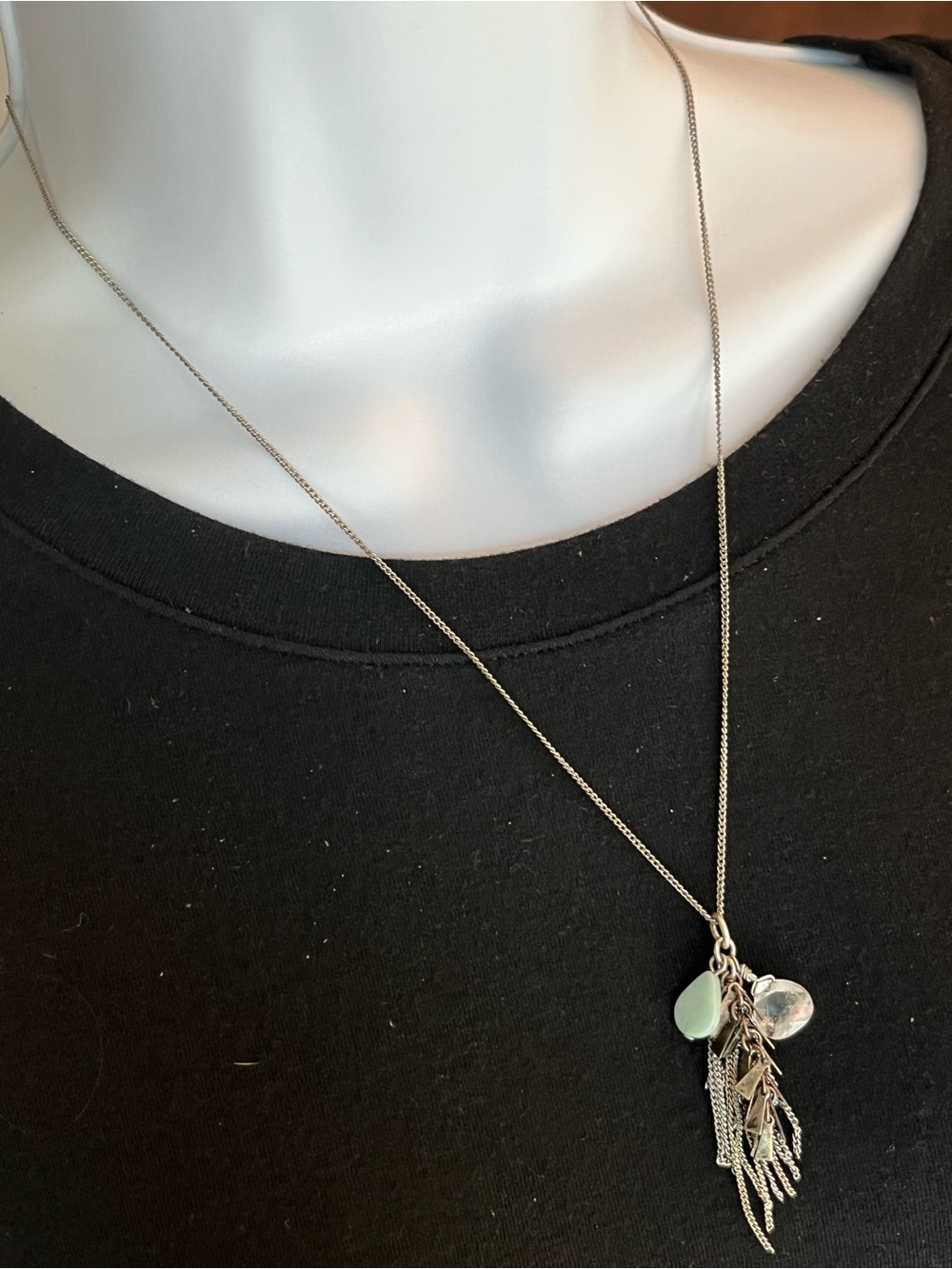 Banana Republic Silver Multi-Charm Pendant Necklace with Mint Accent